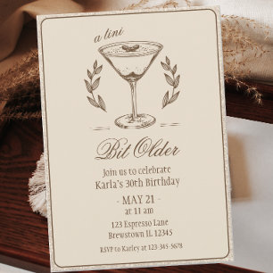 Espresso Tini Bit Older Elegant 30th Birthday Invitation