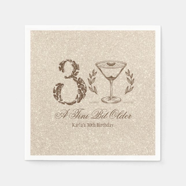 Espresso Tini Bit Older Elegant 30th Birthday Napkins (Front)
