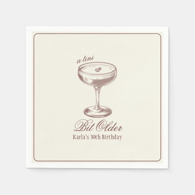 Espresso Tini Bit Older Elegant Birthday Napkins (Front)