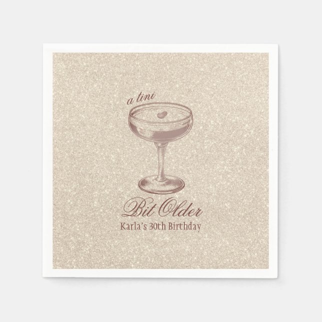 Espresso Tini Bit Older Elegant Gold Birthday Napkins (Front)