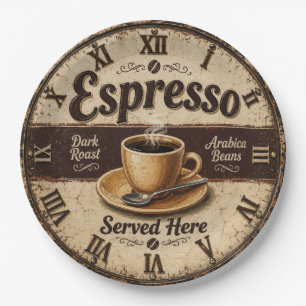 Espresso Vintage Coffee Bar Paper Plates