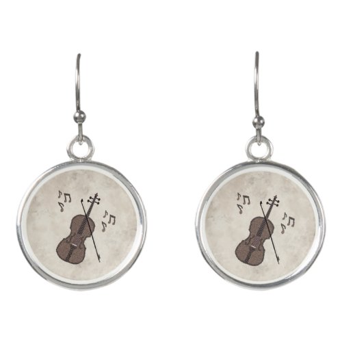 Espresso Violino_Violin created with coffee beans_ Earrings
