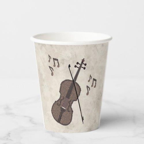 Espresso Violino_Violin created with coffee beans_ Paper Cups