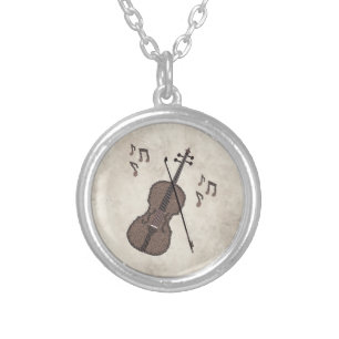 Espresso Violino-Violin created with coffee beans- Silver Plated Necklace
