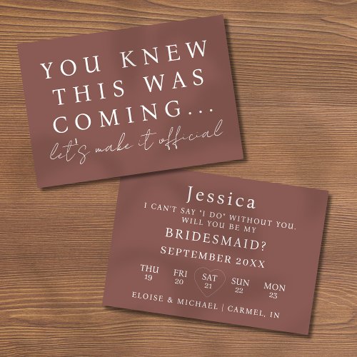 Espresso Will You Be My Bridesmaid Proposal Card