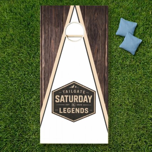 Espresso Wood Chevron Saturday Legends Cornhole Set