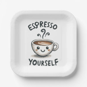 Espresso Yourself coffee Paper Plates