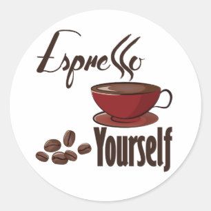Espresso Yourself Coffee Pun Express Yourself Classic Round Sticker