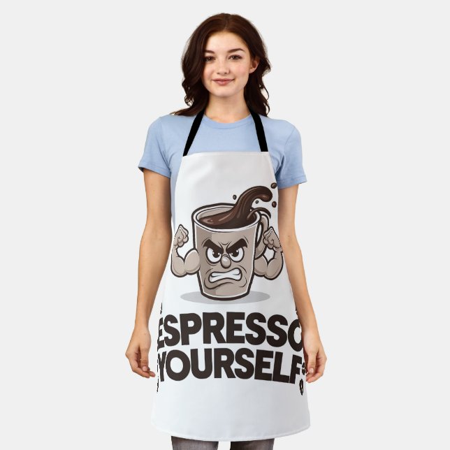 Espresso Yourself - Funny Coffee Lover Design Apron (Worn)