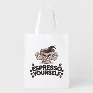 Espresso Yourself - Funny Coffee Lover Design Grocery Bag