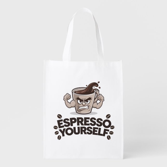 Espresso Yourself - Funny Coffee Lover Design Grocery Bag (Front)
