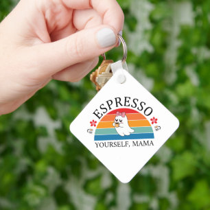 Espresso Yourself Mama - Retro Rainbow Ghost Keychain