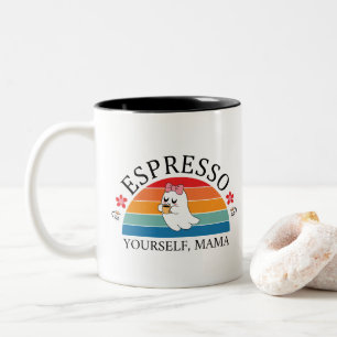 Espresso Yourself Mama - Retro Rainbow Ghost Two-Tone Coffee Mug