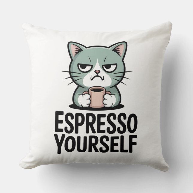 Espresso Yourself Throw Pillow (Front)