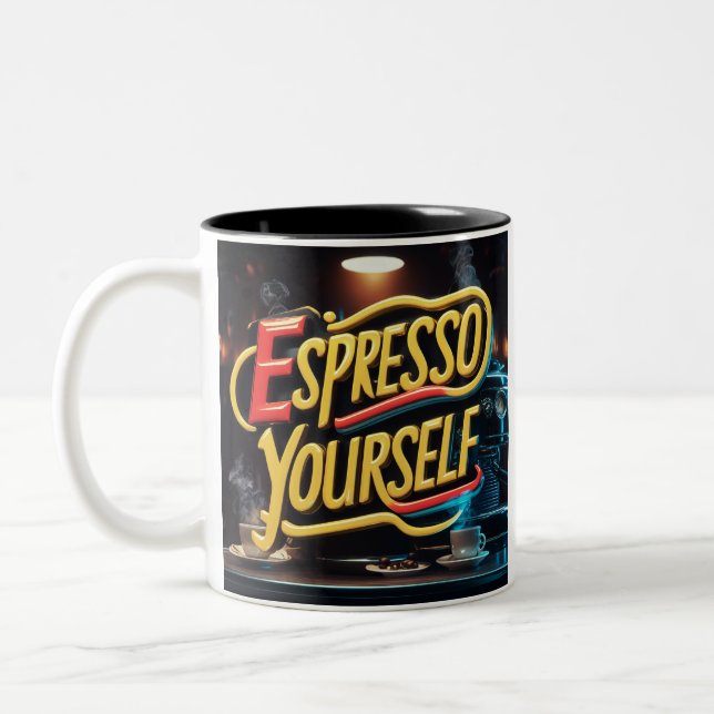 "Espresso Yourself" Two-Tone Coffee Mug (Left)