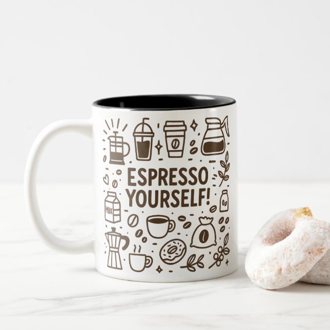 Espresso Yourself! Two-Tone Coffee Mug (With Donut)