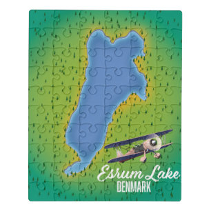 Esrum Lake Denmark travel map Jigsaw Puzzle