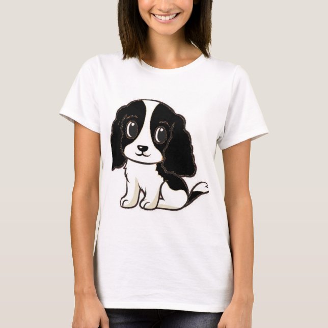 ess black white cartoon T-Shirt (Front)