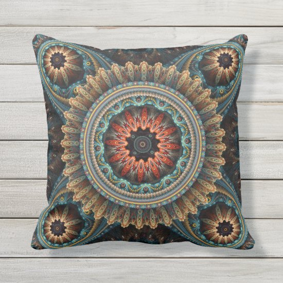 Essaouira Abstract Turquoise Mandala Pattern Throw Pillow