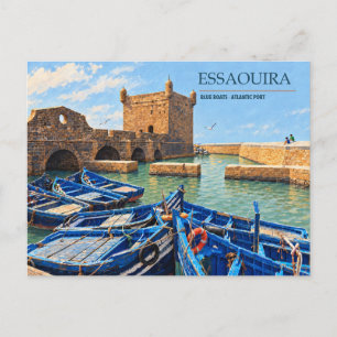 Essaouira Blue Boats Harbor Photo Morocco Postcard