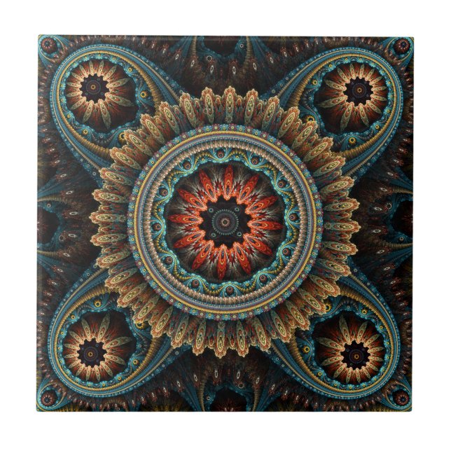 Essaouira Floral Mandala Pattern Tile (Front)