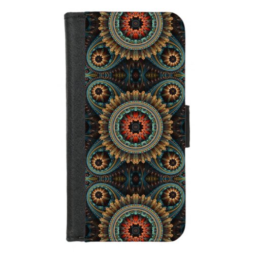 Essaouira Turquoise Abstract Mandala iPhone 87 Wallet Case