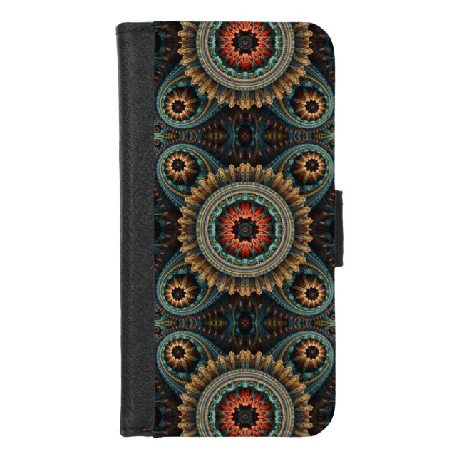 Essaouira Turquoise Abstract Mandala iPhone Wallet Case (Front)