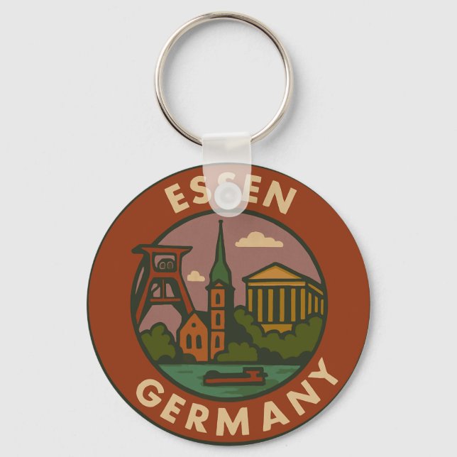 Essen Germany City Art Keychain (Front)