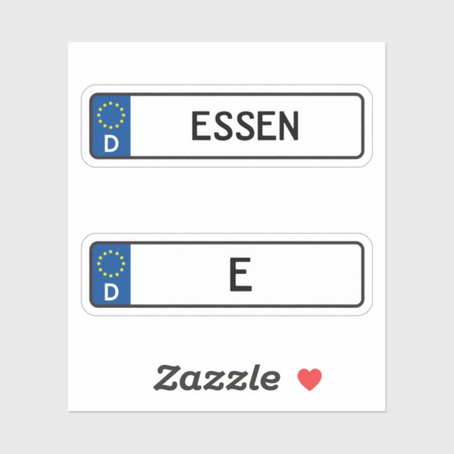 Essen kennzeichen, German Car License Plate Sticker (Sheet)