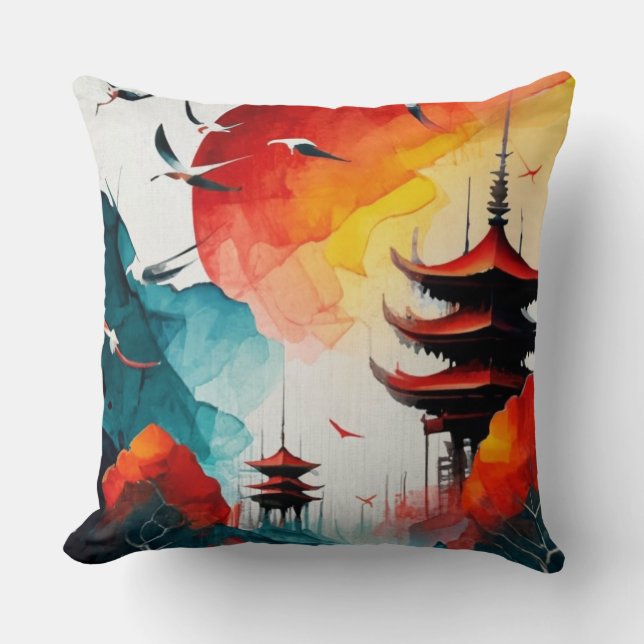 Essence of Asia Throw Pillow (Front)