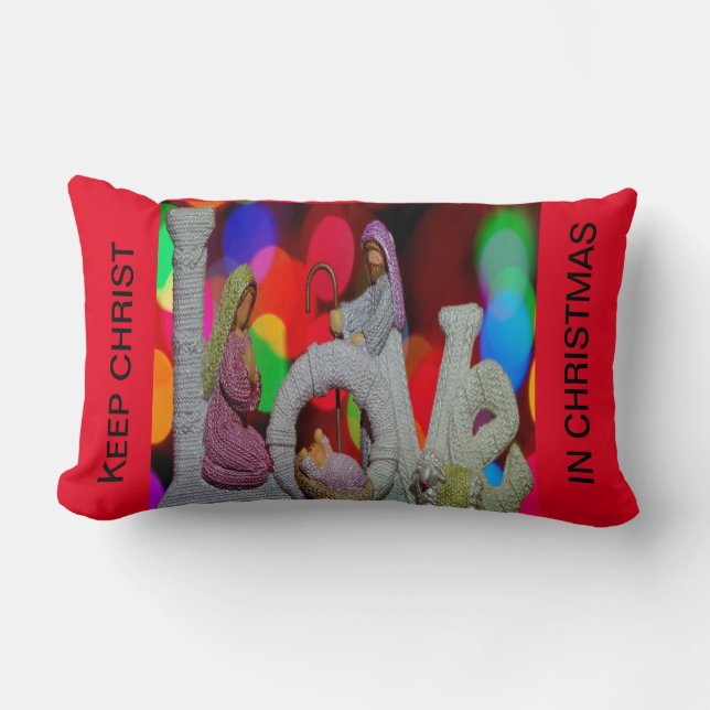 Essence of Christmas With Love of Nativity Scene Lumbar Pillow (Front)