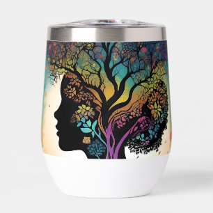 **"Essence of Earth: Abstract Lady Mother Nature"* Thermal Wine Tumbler