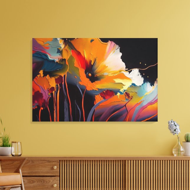 Essence Of The Garden – Abstract Floral Expression Canvas Print (Insitu(LivingRoom))