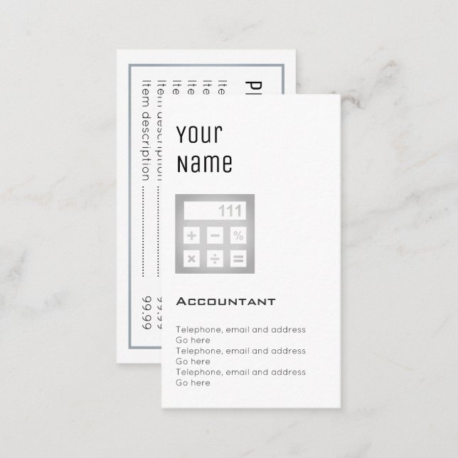 "Essential" Accountant Price Cards (Front/Back)