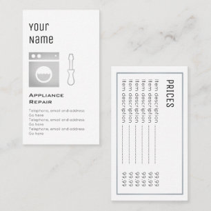 "Essential" Appliance Repair Price Cards