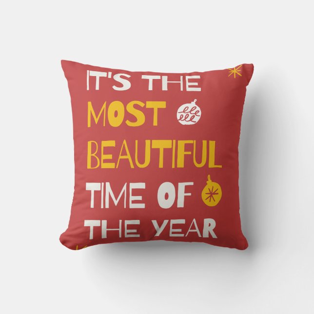  "Essential Christmas Items for Celebration" Throw Pillow (Front)