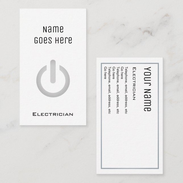 "Essential" Electrician Business Cards (Front/Back)