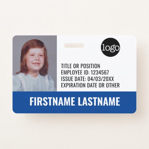 Essential Employee ID Photo Bar Code Logo Issue Badge