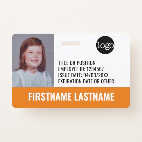 Essential Employee ID Photo Bar Code Logo Issue Badge