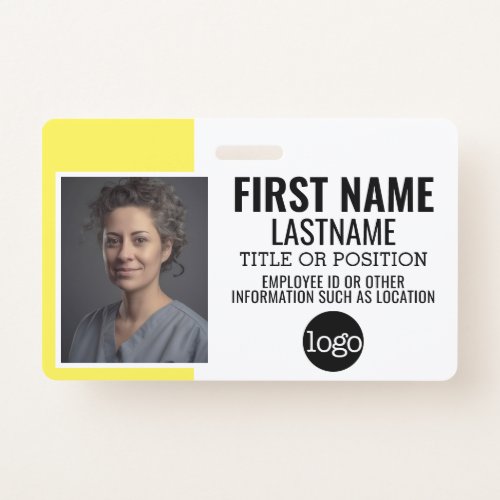 Essential Employee ID Photo Bar Code Logo Name Badge