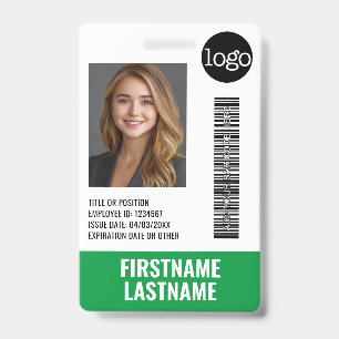 Essential Employee ID Photo, Bar Code, Logo, Title Badge