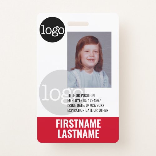 Essential Employee ID Photo Barcode Watermark Logo Badge