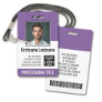 Essential Employee - Photo, Bar Code, Logo, Purple Badge