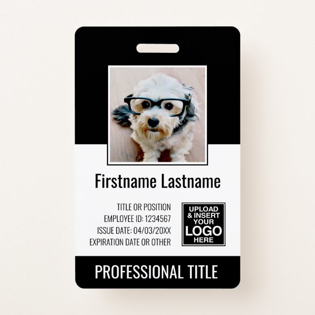 Essential Employee - Photo, Bar Code, Logo, Title Badge