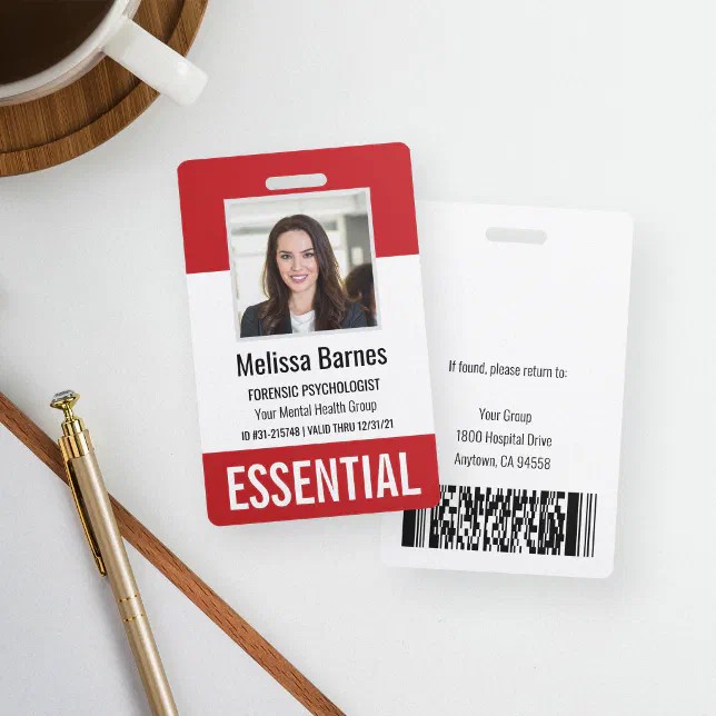 Essential Employee Photo ID Security Badge | Zazzle