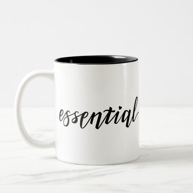 Essential lettering for front-line workers Two-Tone coffee mug (Left)