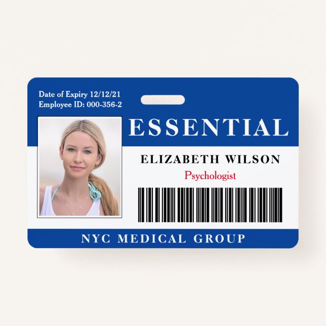 Essential | Modern Employee Photo ID Badge (Front)