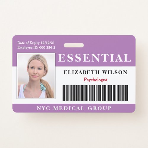 Essential  Modern Employee Photo ID Badge