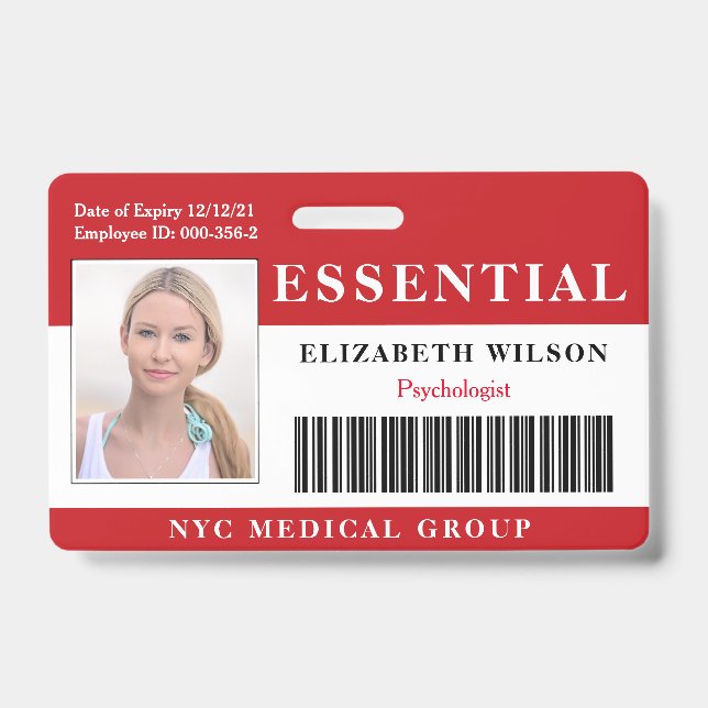 Essential | Modern Employee Photo ID Badge (Front)