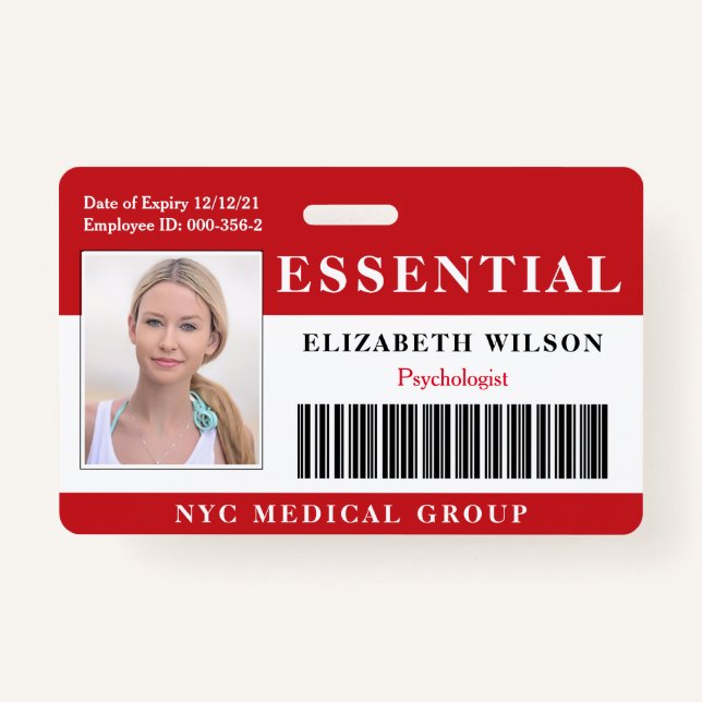 Essential | Modern Employee Photo ID Badge (Front)